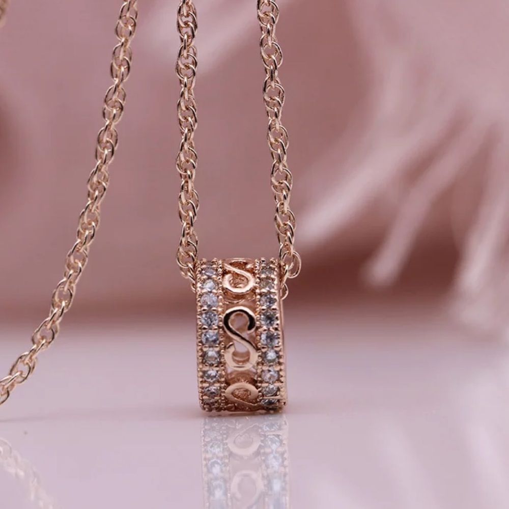 Rose Gold Plated CZ Necklace - Picture 3 of 6